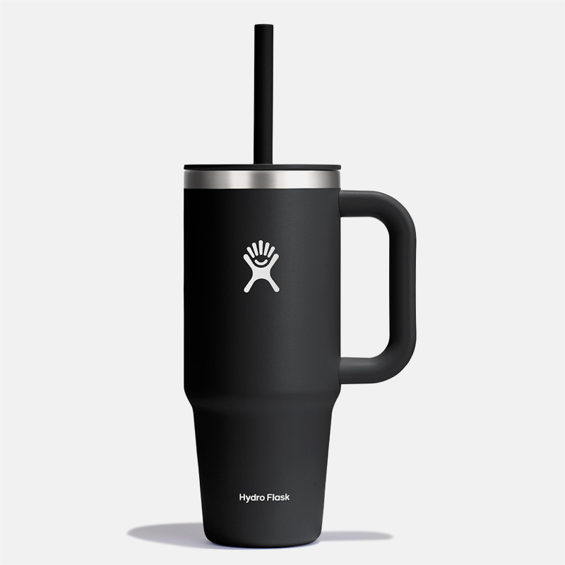 24oz All Around Travel Tumbler כוס שתיה עם ידית צד וקש בצבע שחור 
